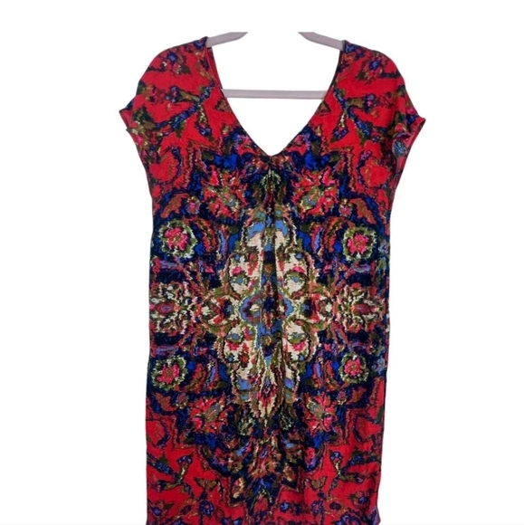 Anthropologie Maeve Watercolor Medallion Mini Sheath Dress Red Multi Small - Picture 9 of 9